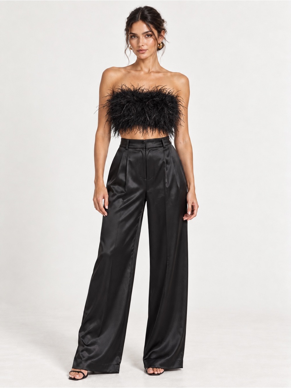 NWT 12th Tribe Black Feather Strapless Tube Top Size S